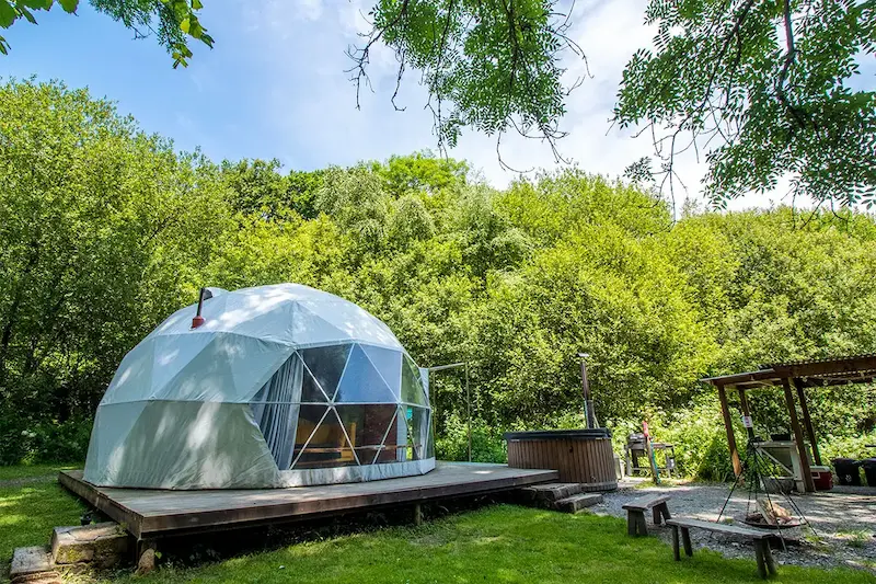 Photography of a geodome for Owl Valley Glamping