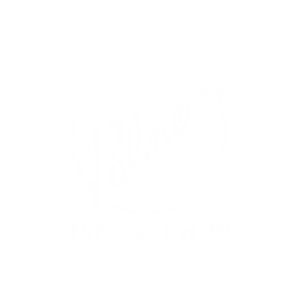 Palmers Fish & Chips logo in all white