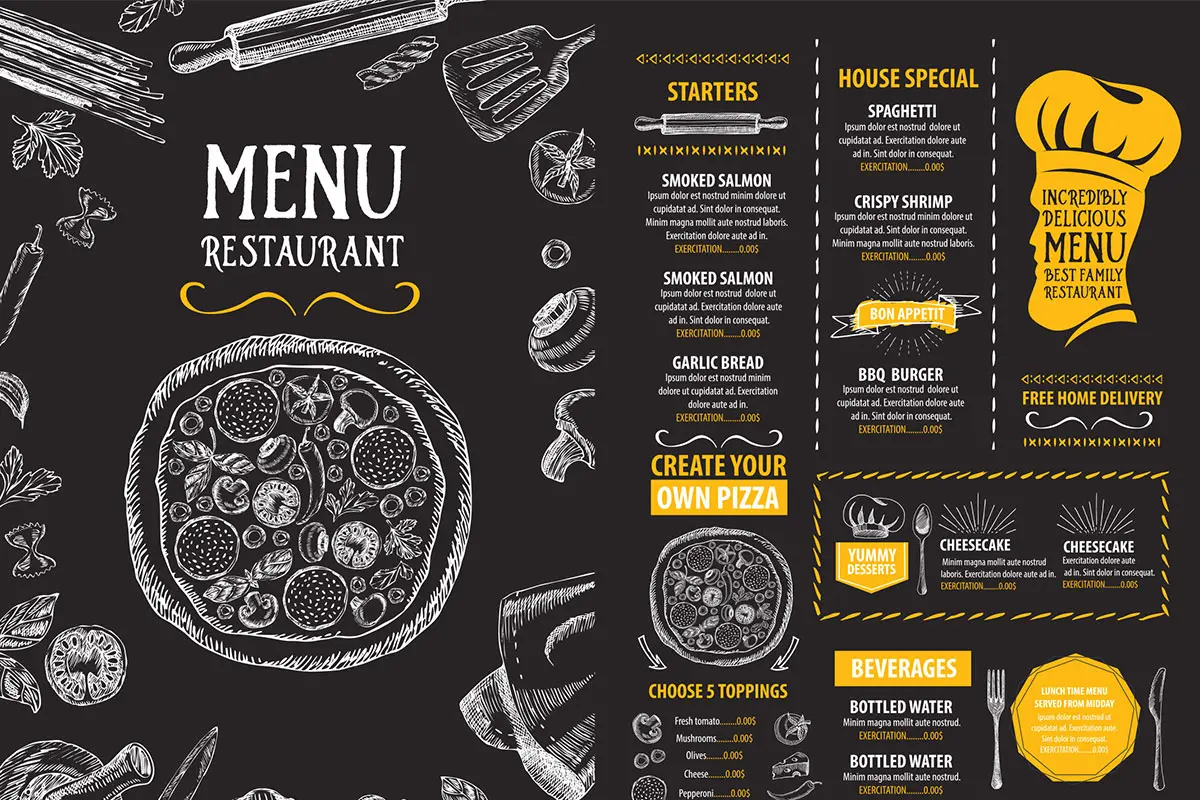 Menu design for an Italian restaurant