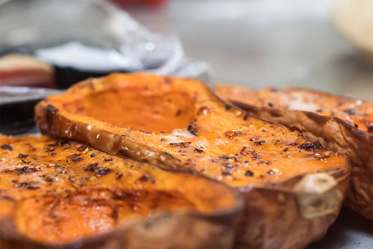 Baked aubergine in the kitchen at The Royal Oak Over Stratton