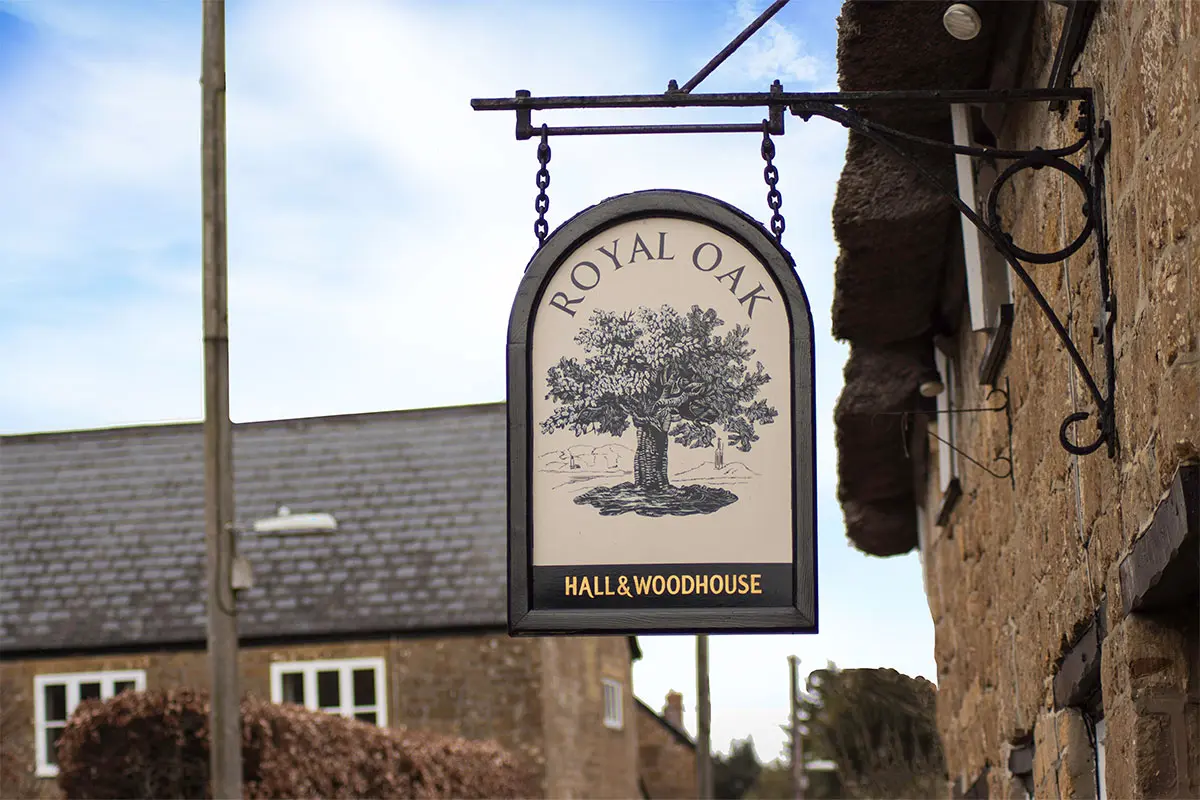The Royal Oak Over Stratton hanging Sign